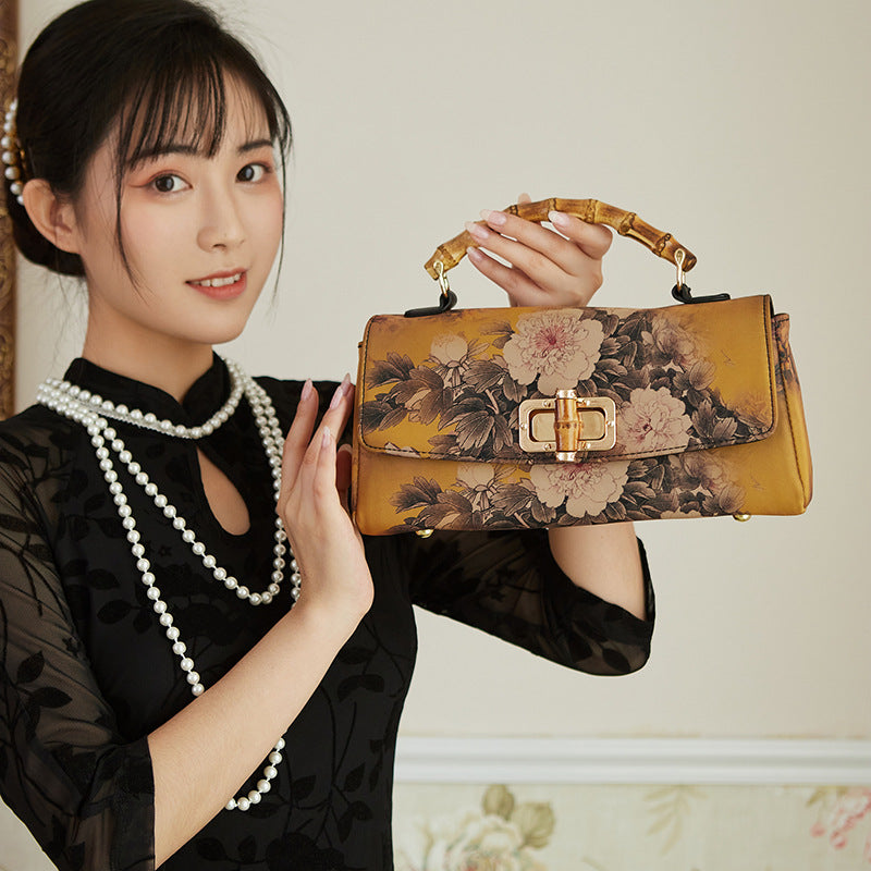 Women's Retro Cheongsam Leather Antique Handbag