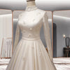 Women's Fashion Temperament Satin Stand-up Collar Long-sleeved Wedding Dresses