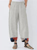 Ladies Casual Pants Positioning Printed Cotton And Linen Trousers