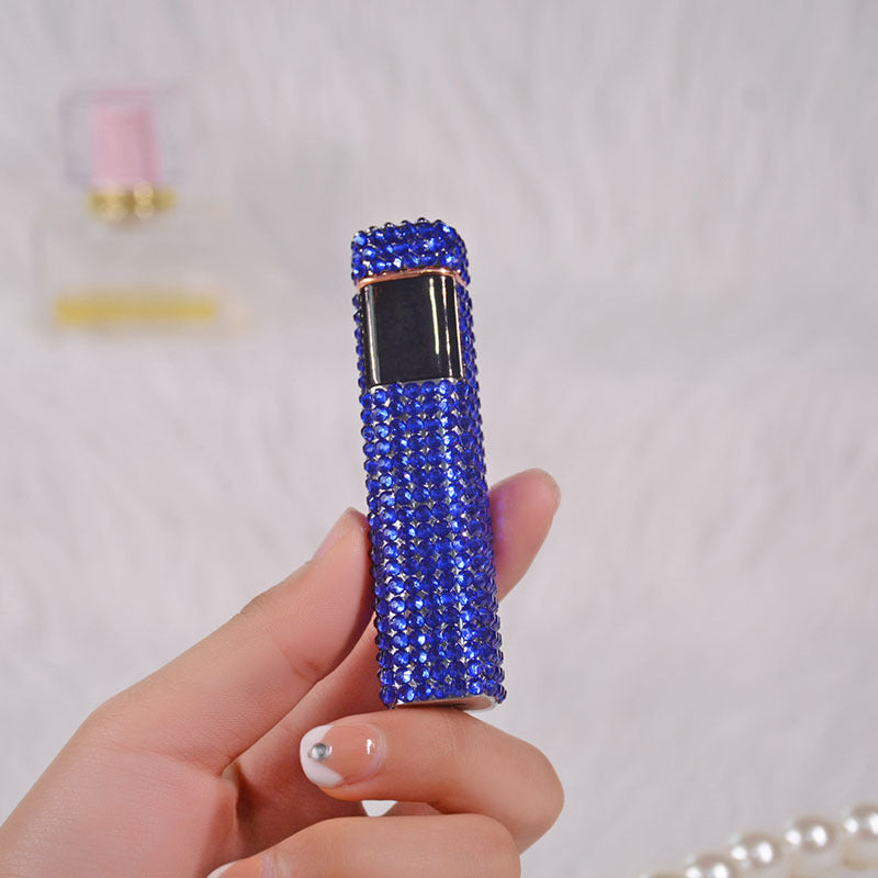 Rhinestone Touch Screen USB Rechargeable Windproof Smoke Lighter