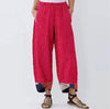 Ladies Casual Pants Positioning Printed Cotton And Linen Trousers