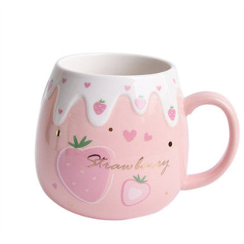 Ceramic Coffee Mug With Lid And Spoon Cute Creative Kawaii Water