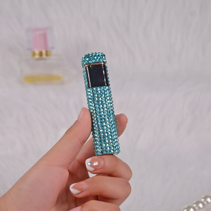 Rhinestone Touch Screen USB Rechargeable Windproof Smoke Lighter