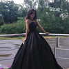 Women's Black Bra Simple Satin Long Ground Length Evening Dress