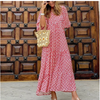 Summer Women's Vintage Printed Bohemian Dress Elegant Ladies Casual Loose V-Neck Half Sleeve Maxi Dresses