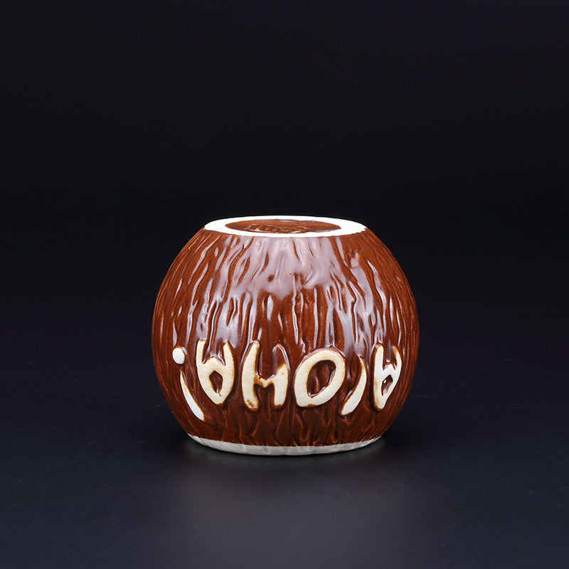 Hawaiian Coconut Ceramic Tiki Personality Cocktail Glass