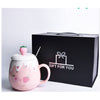 Ceramic Coffee Mug With Lid And Spoon Cute Creative Kawaii Water