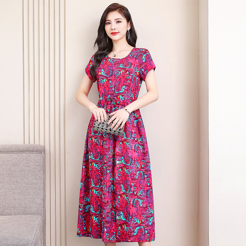 Women's Fashion Casual Cotton Linen Mid-length Dresses