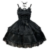 Originale Lolita Harajuku Bow Splicing Black Dress Hot Girl Fashion Kawaii Sweet Dress