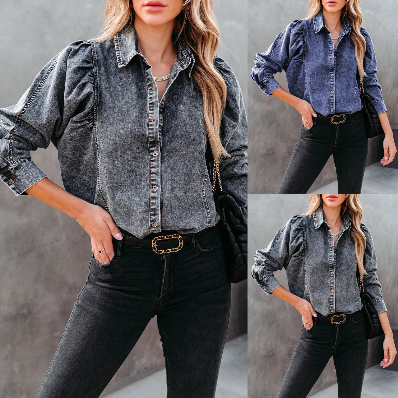 Casual Fashion Street Style Denim Shirt Female